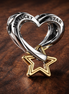 Lucky Star Heart - Lucky Star Heart Charm — display on walnut