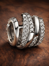 Silver Geometric Pave Clip - Silver Geometric Pave Clip — display on walnut