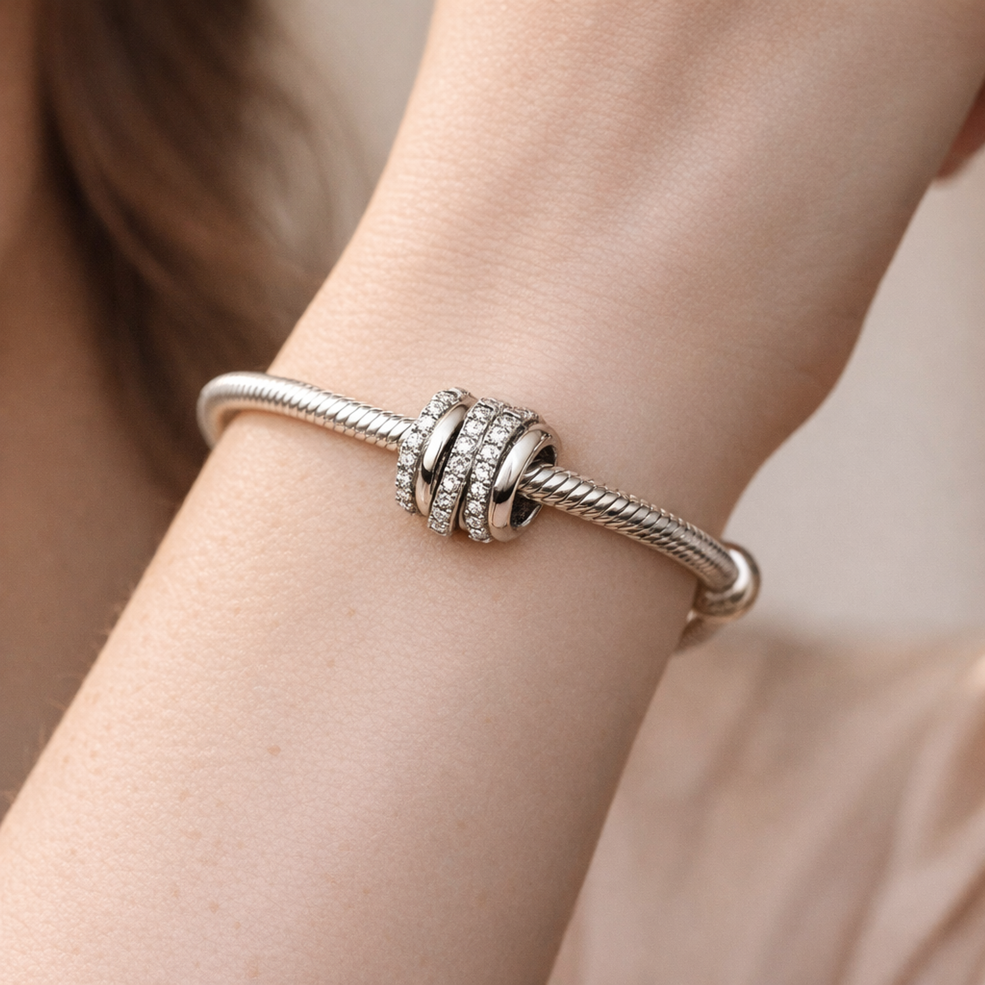 Silver Geometric Pave Clip - Silver Geometric Pave Clip — worn on wrist