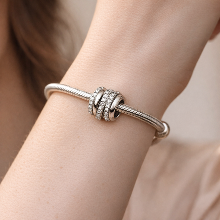 Silver Geometric Pave Clip - Silver Geometric Pave Clip — worn on wrist