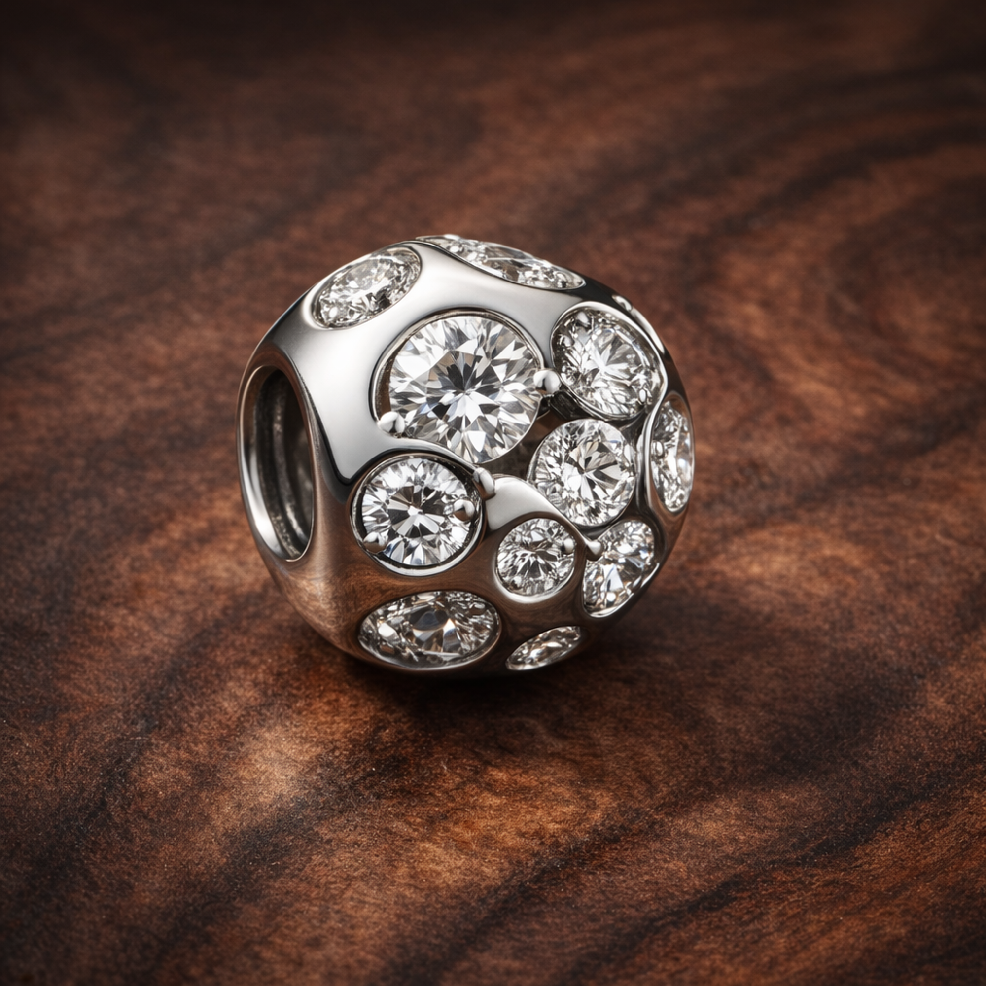 Clear Crystal Band - Clear Crystal Band Charm — display on walnut