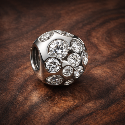 Clear Crystal Band - Clear Crystal Band Charm — display on walnut