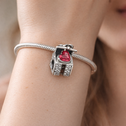 Pink Stone Shopping Bag - Pink Stone Shopping Bag Charm — worn on wrist