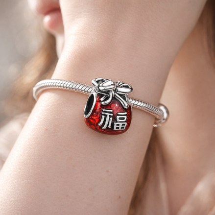 Red Lucky Fu Bag Charm - Red Fu Lucky Bag Charm — worn on wrist