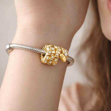 Curled Snake Charm — worn on wrist