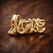 Handwritten Love Charm — display on walnut
