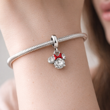 Disney Minnie Mouse Silhouette Dangle Charm — worn on wrist