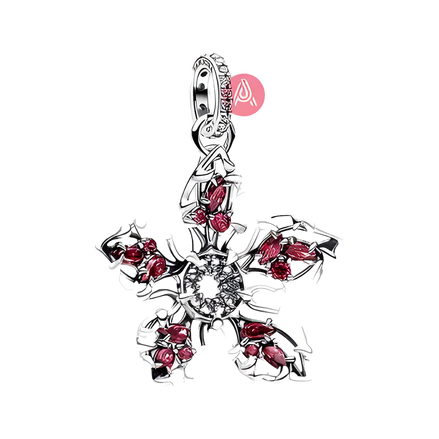 Red Crystal Snowflake Charm - ZZ1852