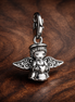 Silver Angel Cherub Charm - Little Angel Charm — display on walnut