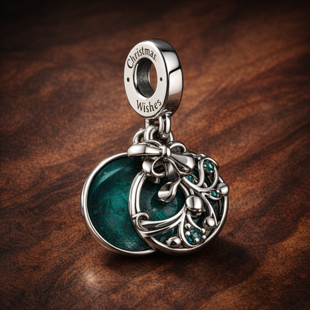 Animal Moon Dangle - Animal Moon Dangle Charm — display on walnut