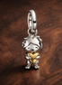 Girl With Gold Plated Heart Charm - Girl Heart Charm — display on walnut