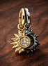 Splittable Sun & Moon Dangle Charm — display on walnut