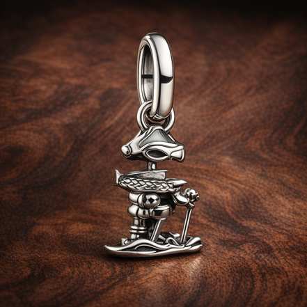 Beach Signpost Charm - Beach Signpost Charm — display on walnut