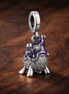 Purple Owl Dangle - Purple Owl Dangle Charm — display on walnut