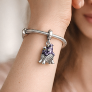 Purple Owl Dangle - Purple Owl Dangle Charm — worn on wrist