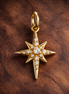 Sparkling North Star Dangle Charm — display on walnut