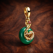Arabian Nights Crescent Charm - Arabian Nights Crescent Charm — display on walnut