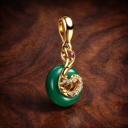 Arabian Nights Crescent Charm - Arabian Nights Crescent Charm — display on walnut