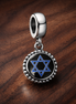 Star of David Charm Dangle — display on walnut