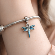 Dragonfly Double Dangle Charm — worn on wrist