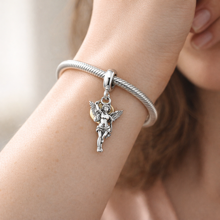 Cupid Dangle Charm - ZZ1883_1 — worn on wrist