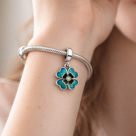 2025 Four Leaf Clover Lab-Grown Diamond Dangle Charm — worn on wrist