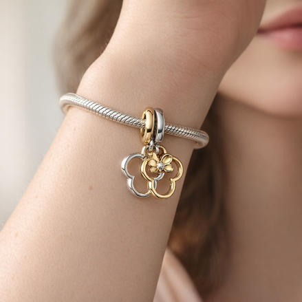 Disney Mickey Mouse & Minnie Mouse Splittable Dangle Charm — worn on wrist