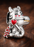 Horse with Red Heart - Horse with Red Heart Charm — display on walnut