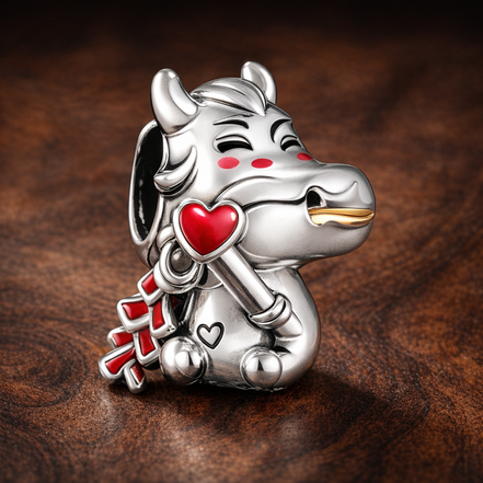 Horse with Red Heart - Horse with Red Heart Charm — display on walnut