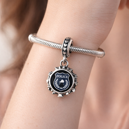 Police Dangle Charm — worn on wrist