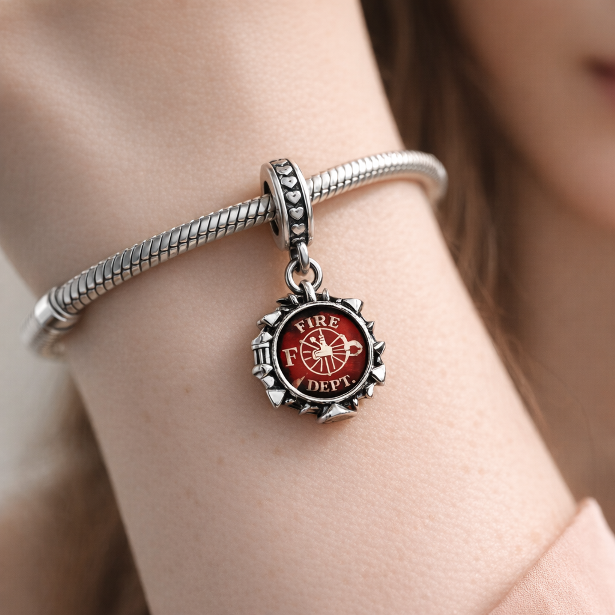 Firefighter Dangle Charm — worn on wrist