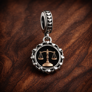 Libra Zodiac Charm - Libra Zodiac Charm — display on walnut