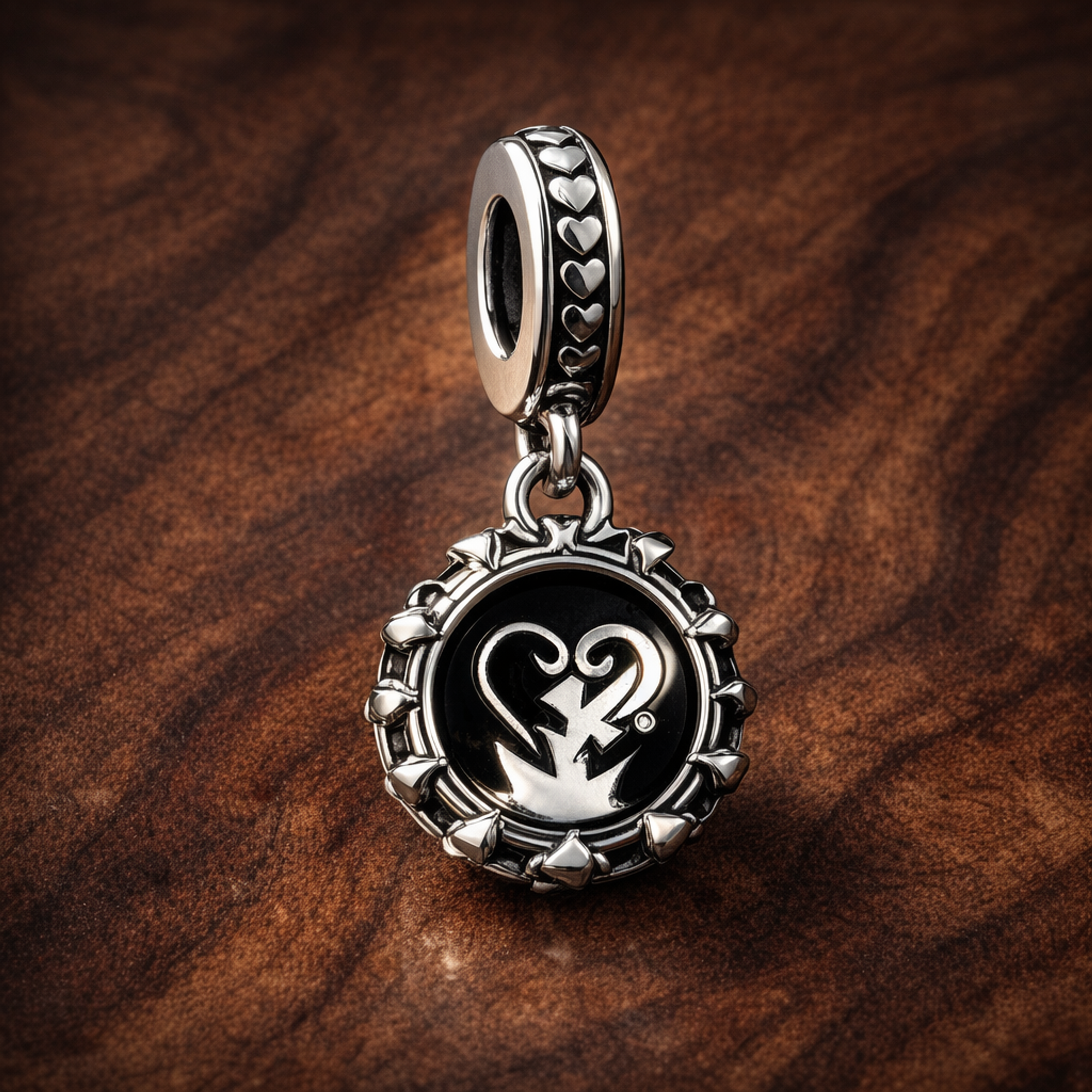 Healthcare Heart Charm - Healthcare Heart Charm — display on walnut
