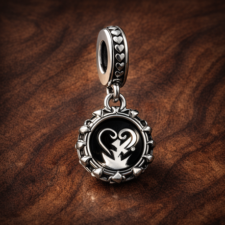 Healthcare Heart Charm - Healthcare Heart Charm — display on walnut