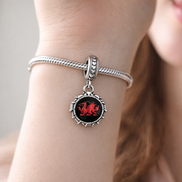 Welsh Dragon Medallion - Welsh Dragon Medallion Charm — worn on wrist