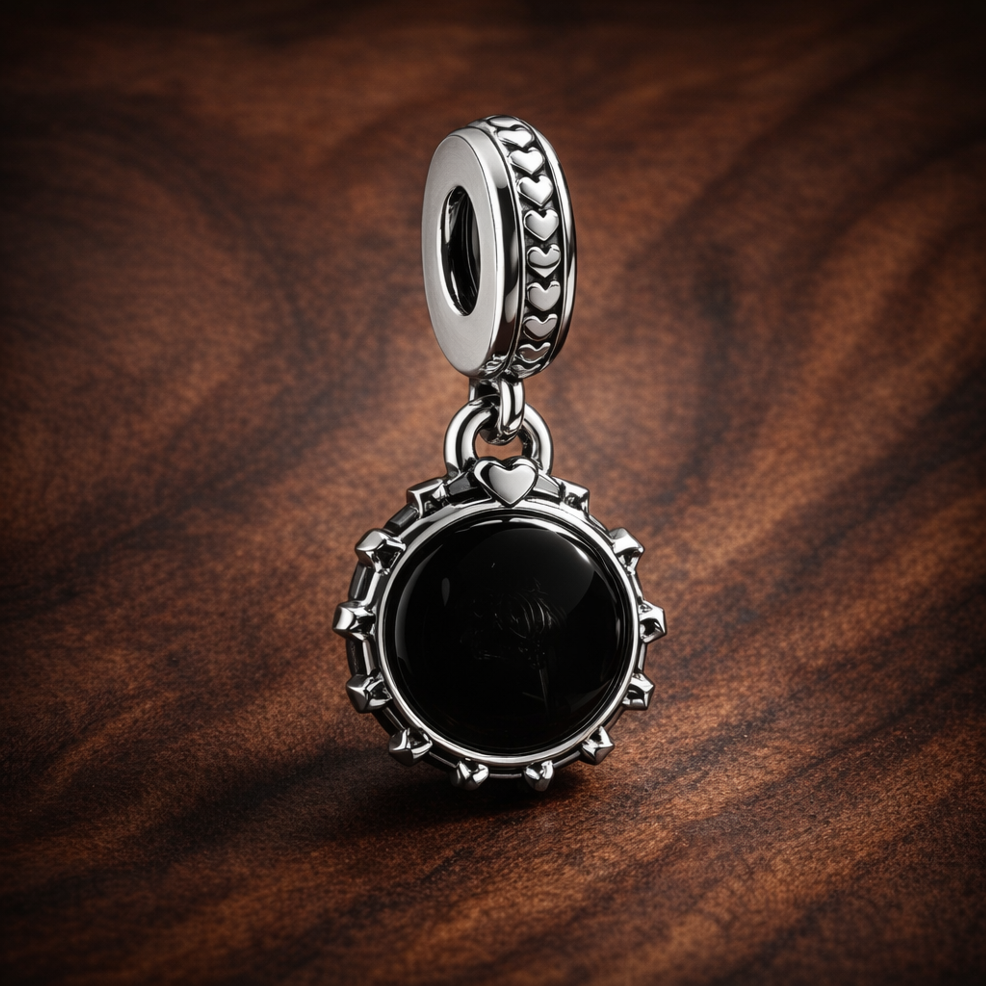 Taurus Zodiac Charm - Taurus Zodiac Charm — display on walnut