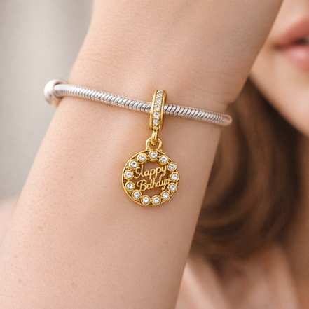 Gold Plated Shell Pearl Charm - Gold Plated Shell Pearl Charm — worn on wrist