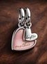 Mother Daughter Heart Charm - Mother Daughter Heart Charm — display on walnut