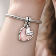 Mother Daughter Heart Charm - Mother Daughter Heart Charm — worn on wrist