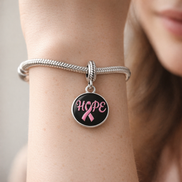 Hope Ribbon Dangle - Hope Ribbon Dangle Charm — worn on wrist