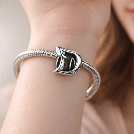 Silver Initial D Charm - Initial D Charm — worn on wrist