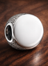 Silver Pave Button Bead - Silver Pave Button Bead — display on walnut
