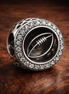 Engravable Football Charm — display on walnut