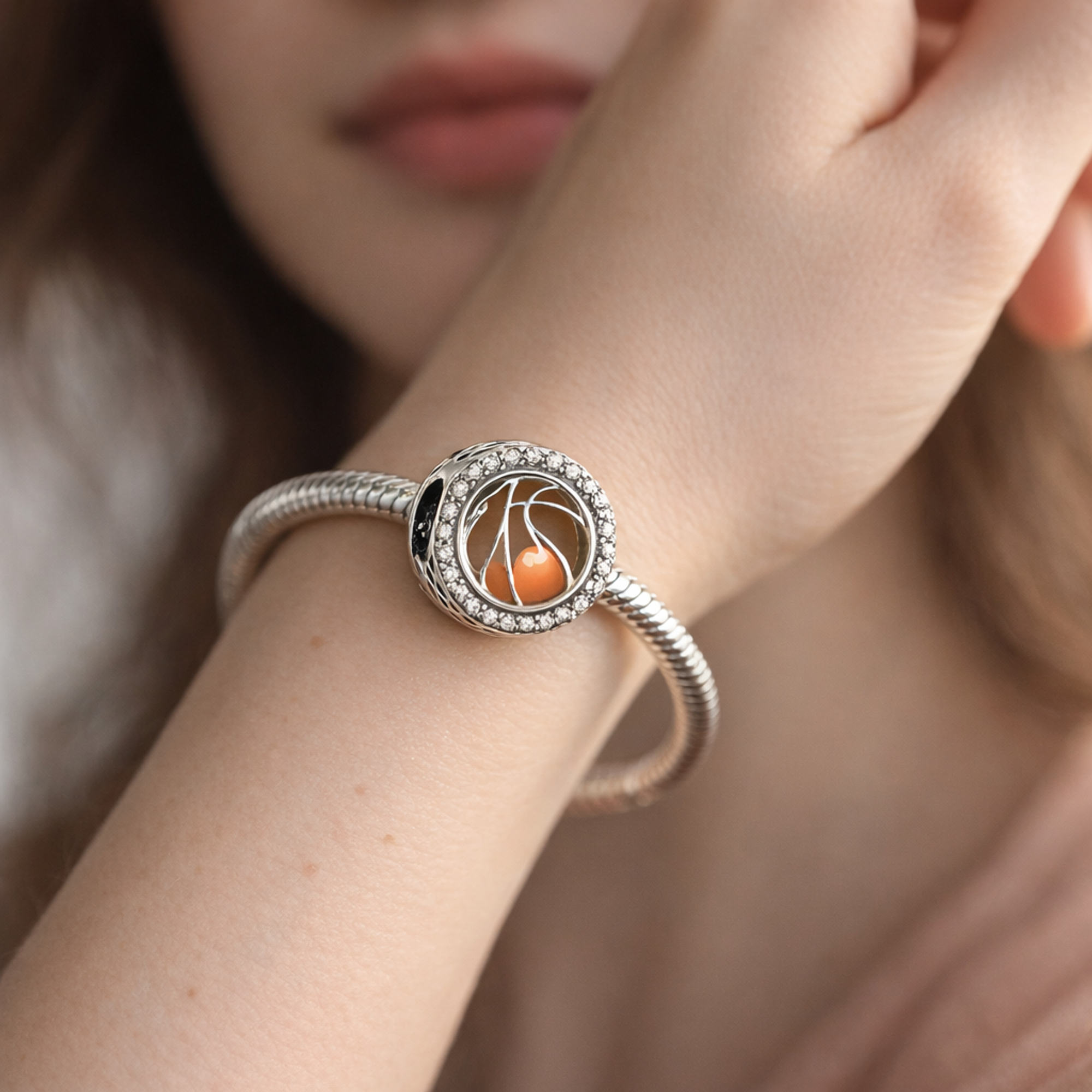 Basketball Hoop Charm - Basketball Hoop Charm — worn on wrist