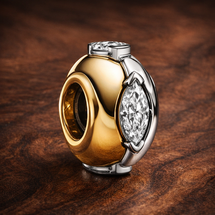 Gold Plated Marquise Crystal Spacer - Gold Plated Marquise Crystal Spacer — display on walnut
