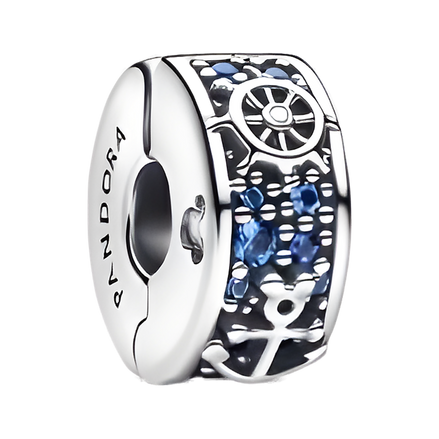 Blue Gear Star Bead Charm - ZZ1950