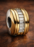 Gold Plated Baguette Stripe Spacer - Gold Plated Baguette Stripe Spacer — display on walnut