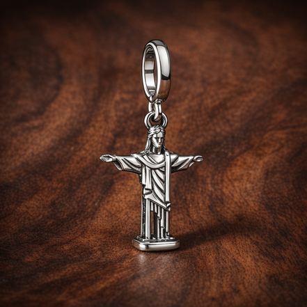 Christ the Redeemer Charm - Christ the Redeemer Charm — display on walnut