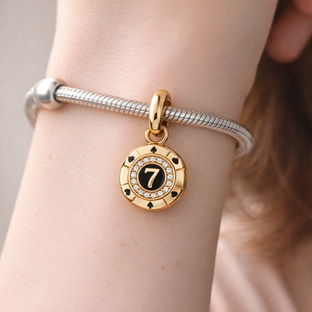 Lucky Chip Dangle Charm — worn on wrist