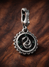 Snake Medallion Green Star - Sterling Silver Snake Medallion Dangle Charm With Green Enamel Star Accents — display on walnut